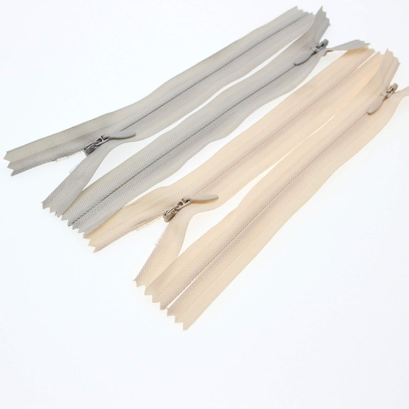 Leekayer 24"" Nylon Coil Invisible Zippers for DIY Tailor Sewing Craft Mixed 10 PCS/Pack (Beige&Grey,24 inch) Leekayer - Image 5